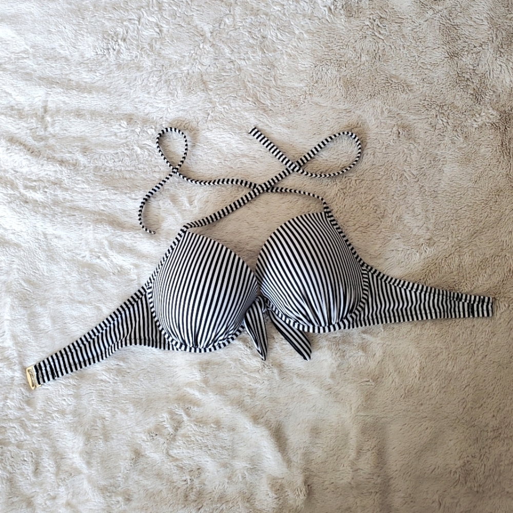 Navy & White Stripe Bikini Top - Bra-Sized